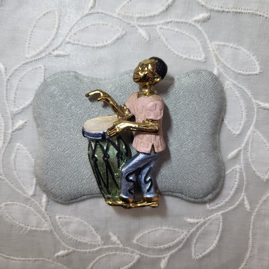 Brooch - Hollywood Enamel Drummer Brooch