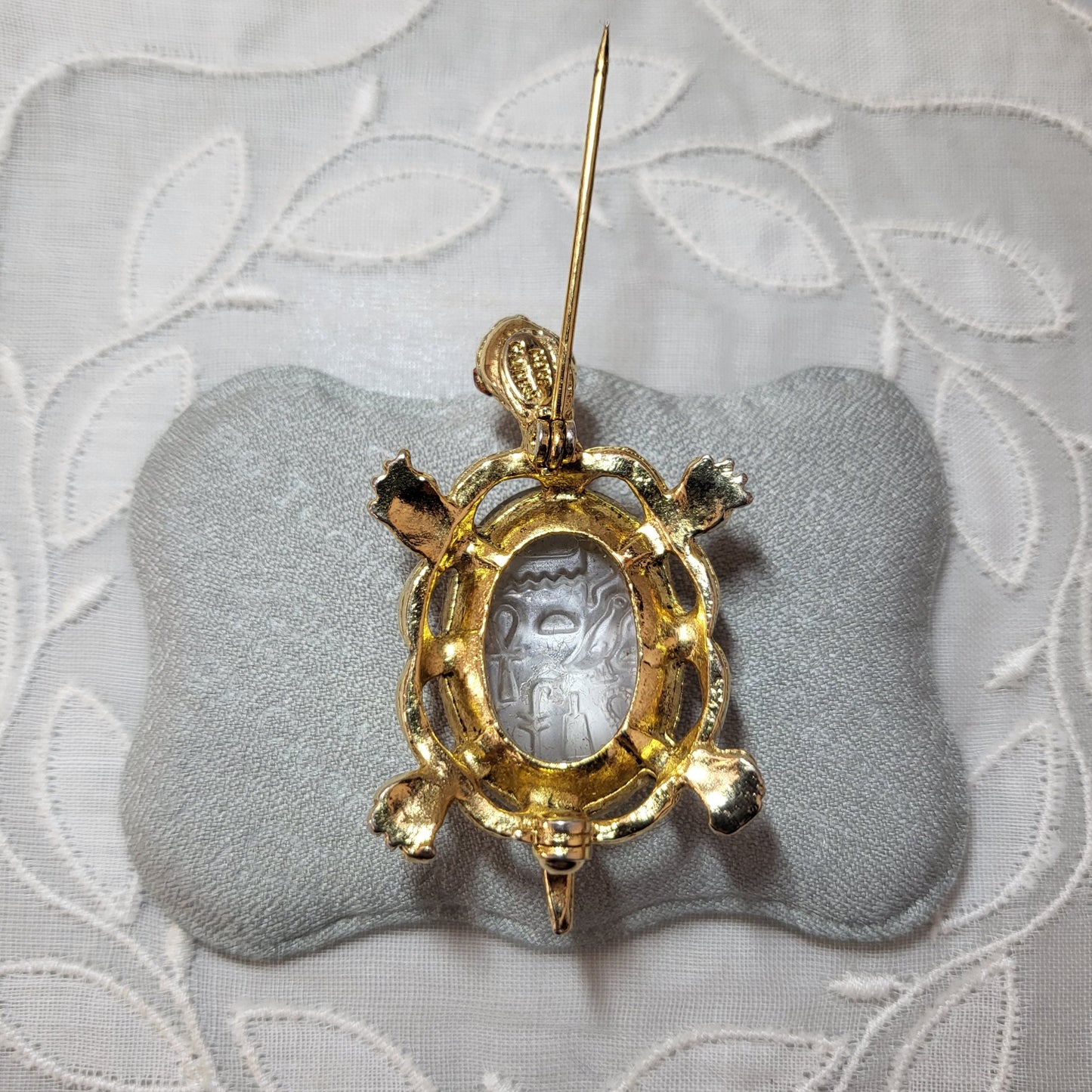 Brooch - Alice Caviness Brown Egyptian Scarab Tortoise Brooch