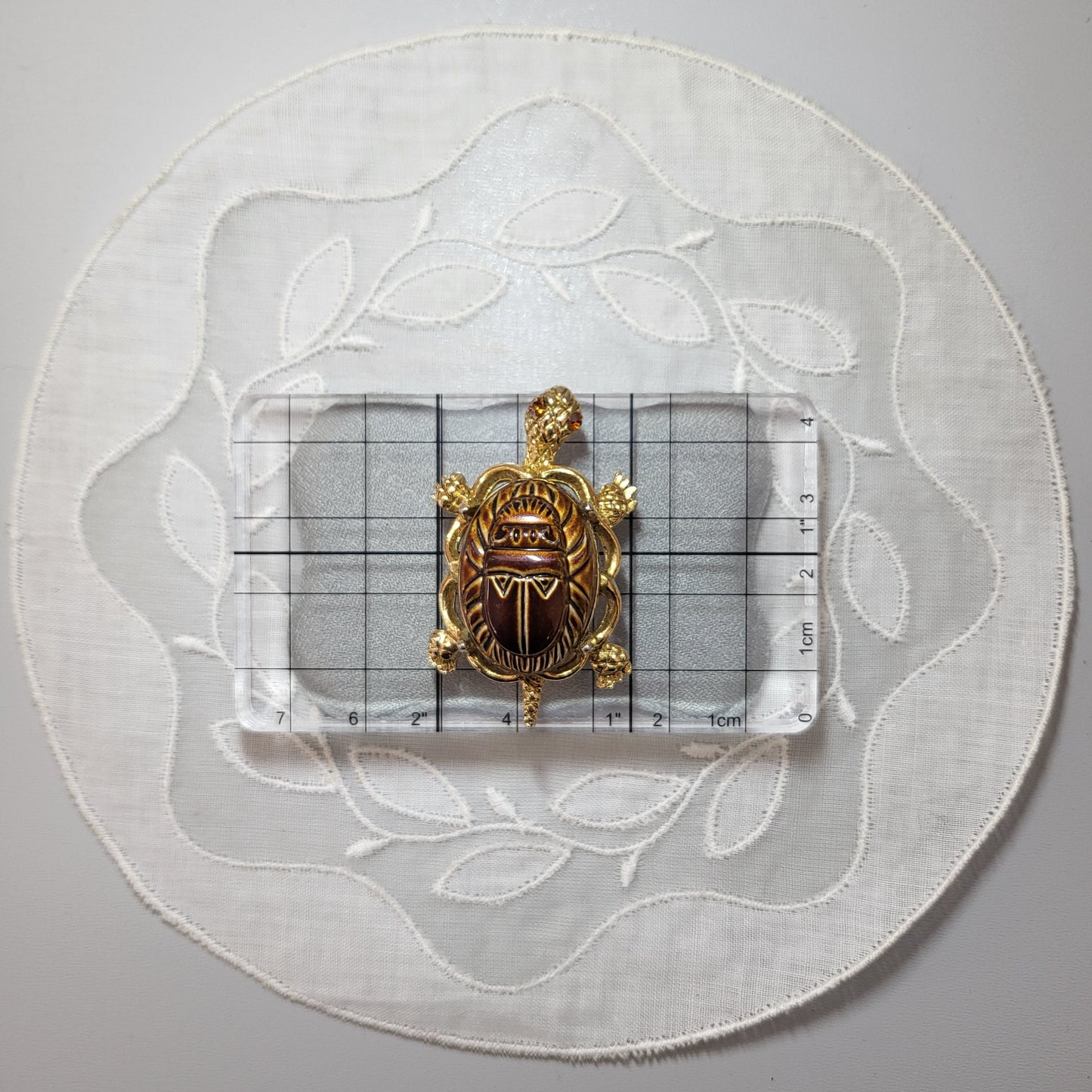 Brooch - Alice Caviness Brown Egyptian Scarab Tortoise Brooch