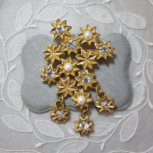 Brooch - Marvella Pearl and Crystal Star Cluster Brooch