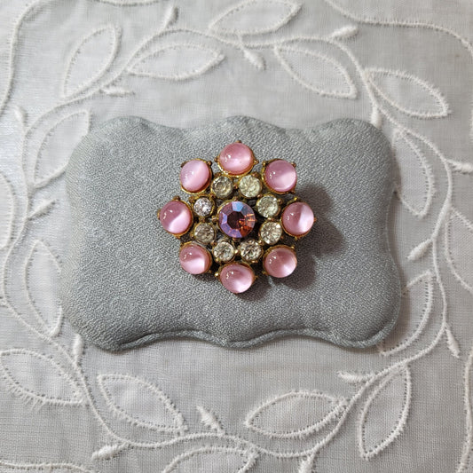 Brooch - Hollywood Pink Aurora Borealis Crystals Brooch