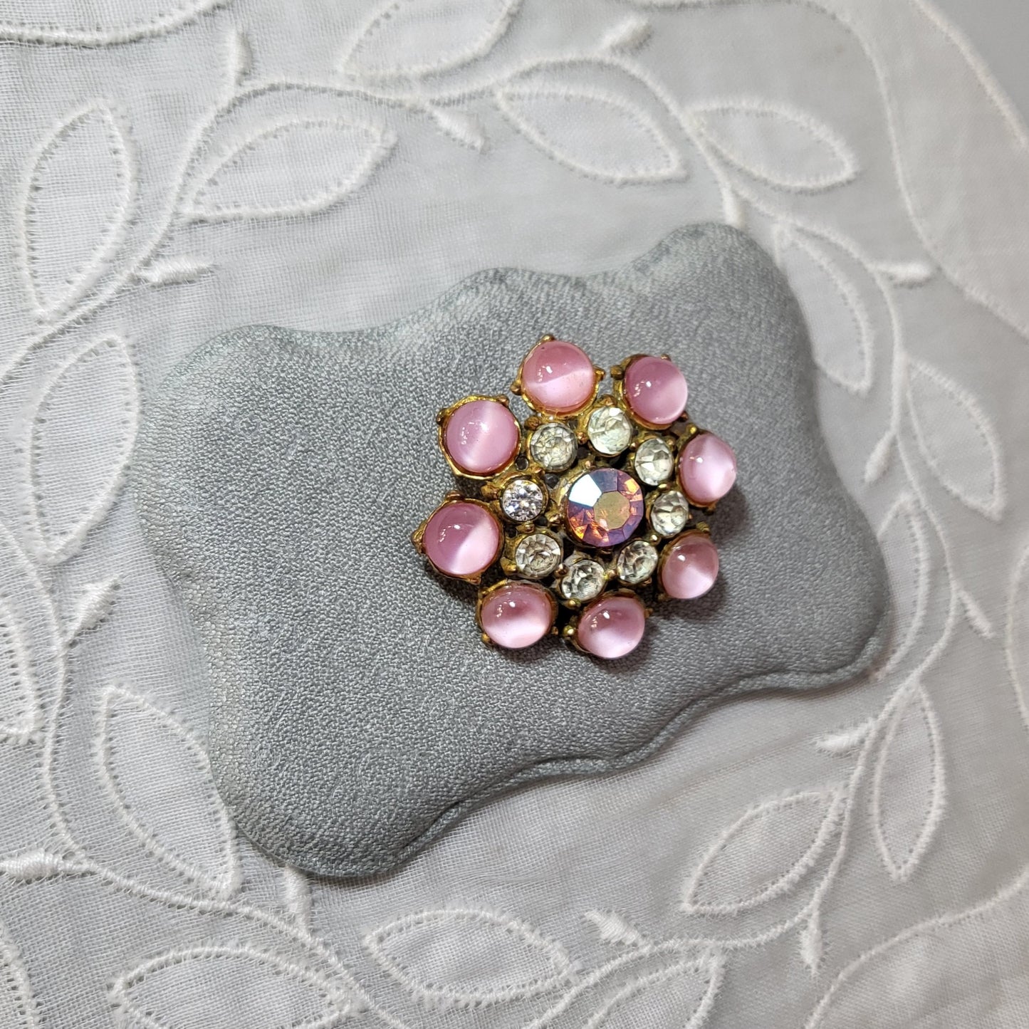 Brooch - Hollywood Pink Aurora Borealis Crystals Brooch