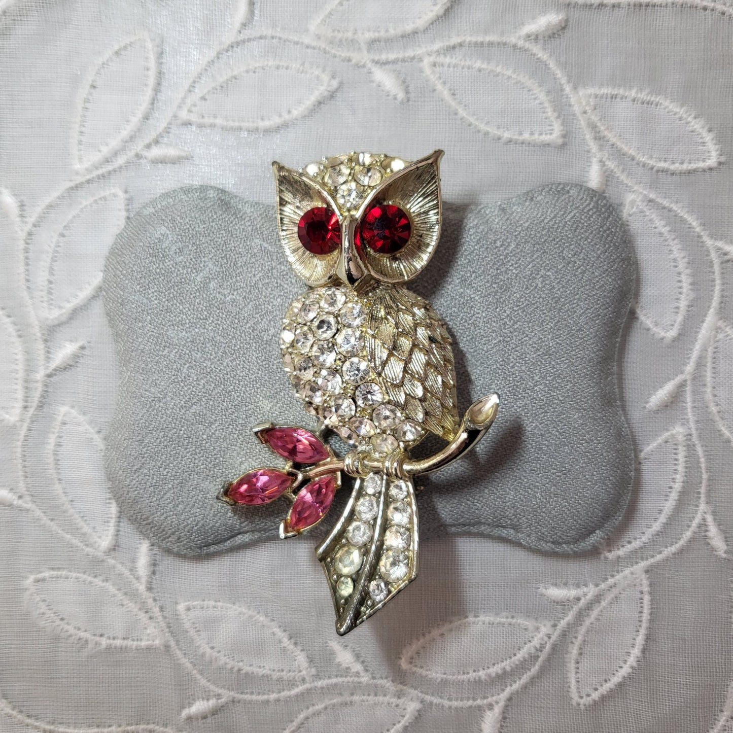 Brooch - Lisner Crystal Owl Brooch