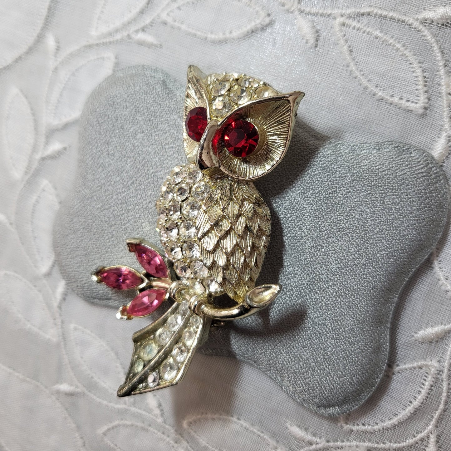 Brooch - Lisner Crystal Owl Brooch