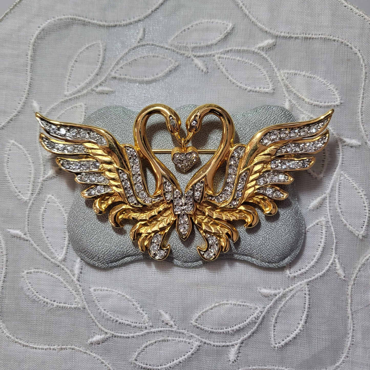 Brooch - Nolan Miller Swans Heart Brooch