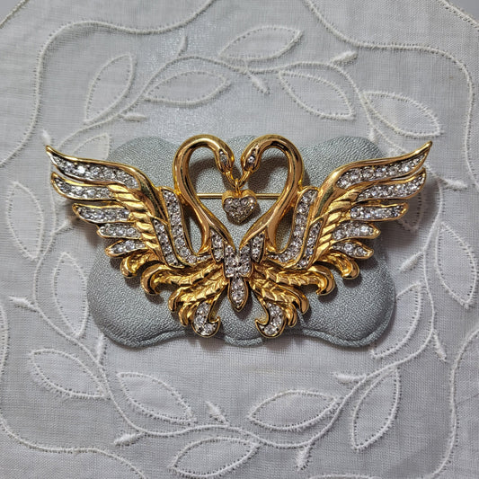 Brooch - Nolan Miller Swans Heart Brooch