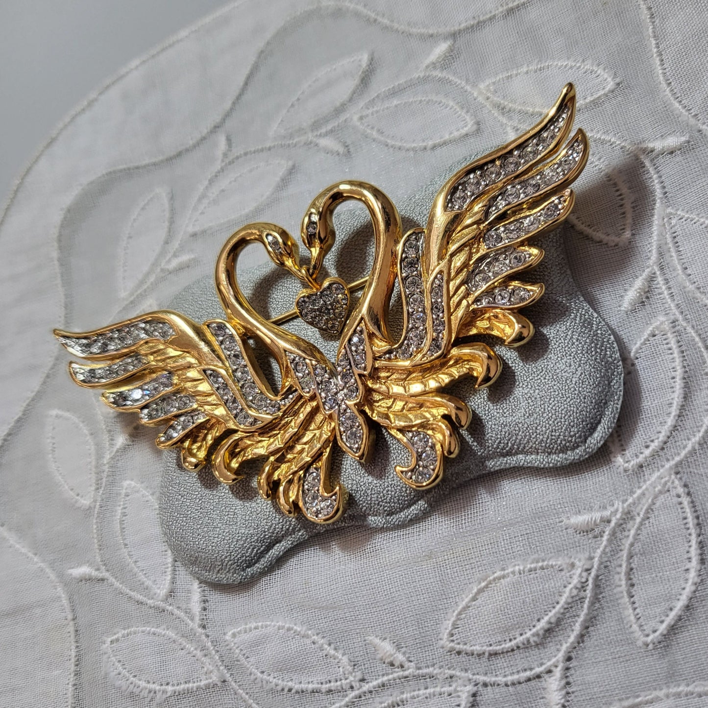 Brooch - Nolan Miller Swans Heart Brooch