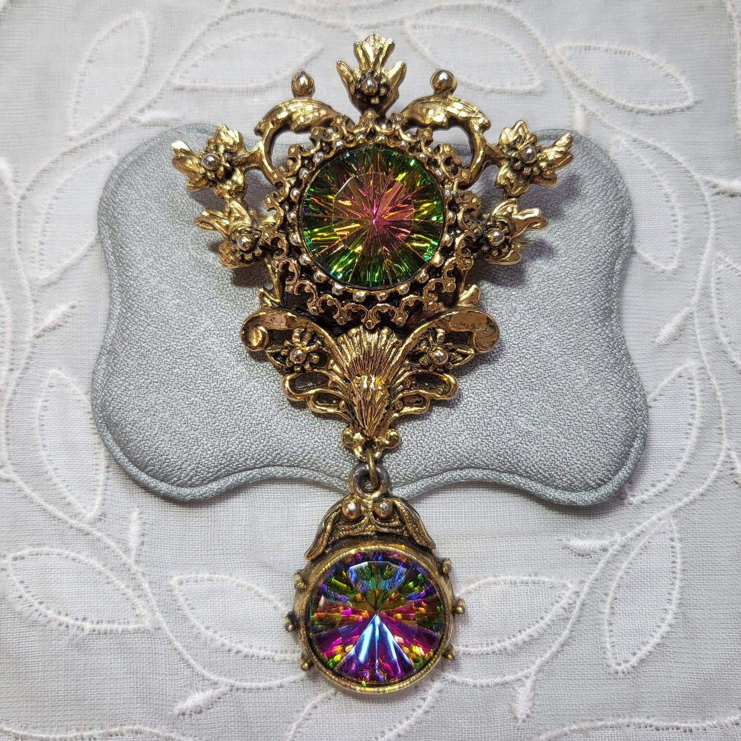 Brooch - Rococo Style Watermelon Crystal Brooch