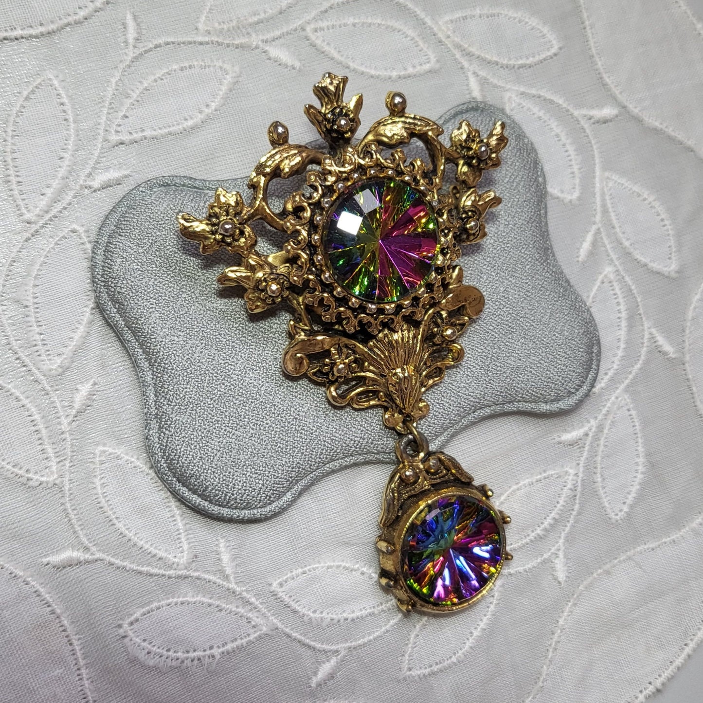 Brooch - Rococo Style Watermelon Crystal Brooch