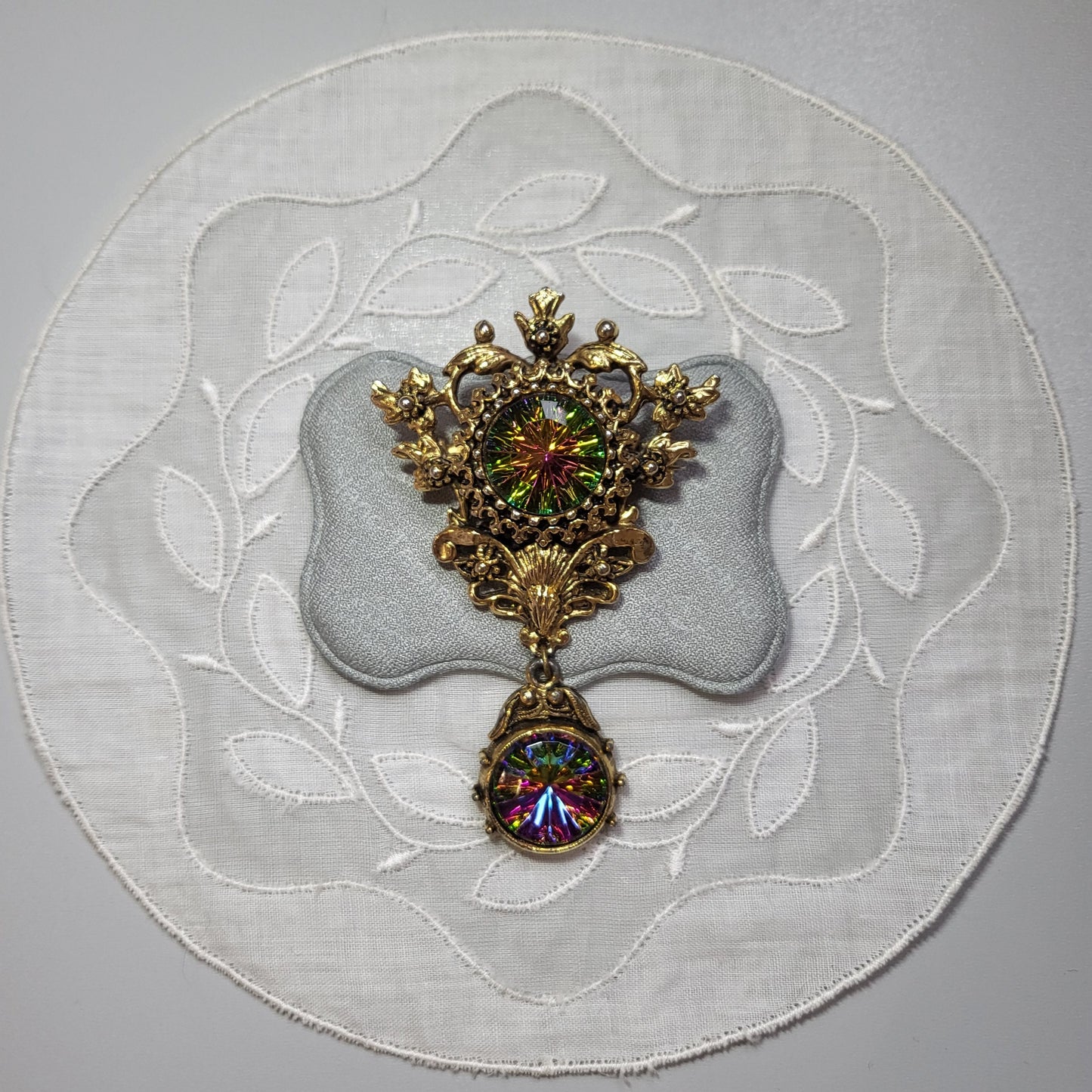 Brooch - Rococo Style Watermelon Crystal Brooch