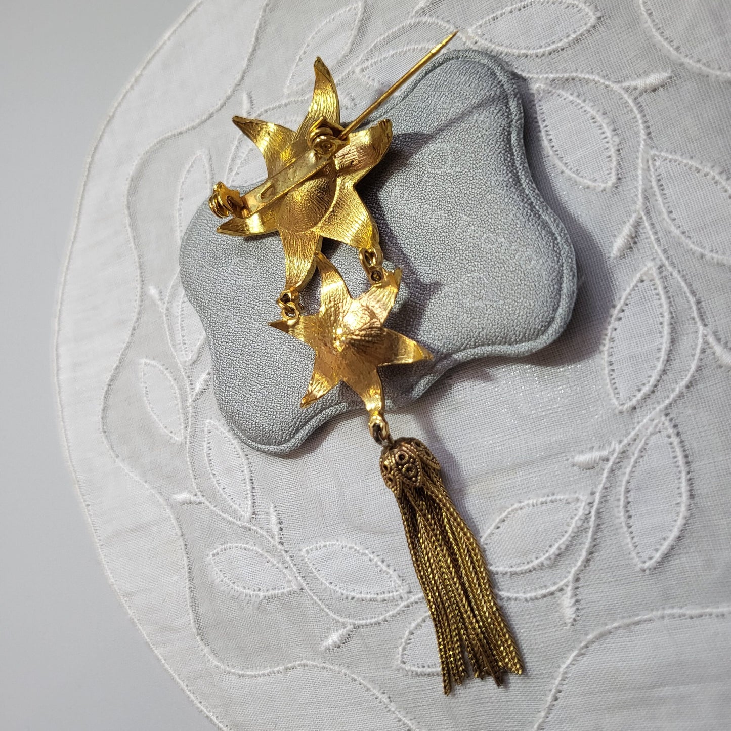 Brooch - Pearl Stars Tassel Drop Brooch
