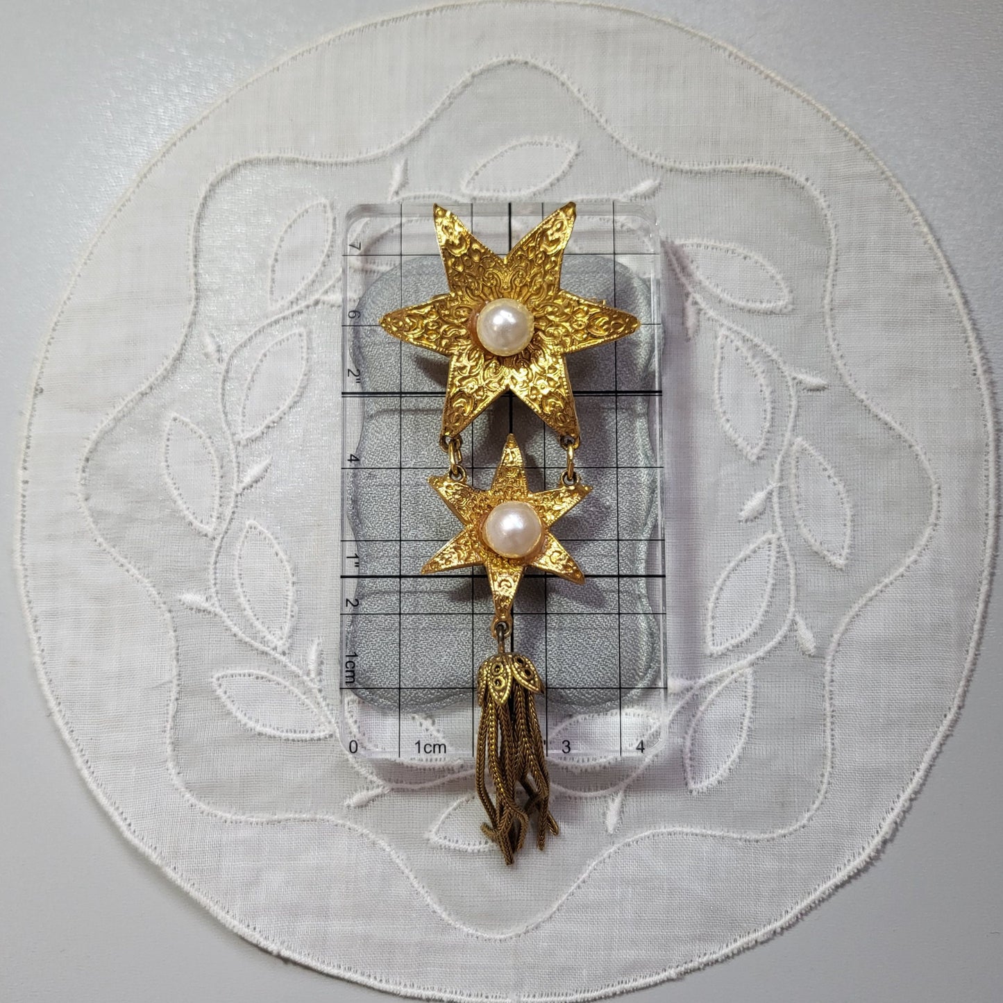 Brooch - Pearl Stars Tassel Drop Brooch