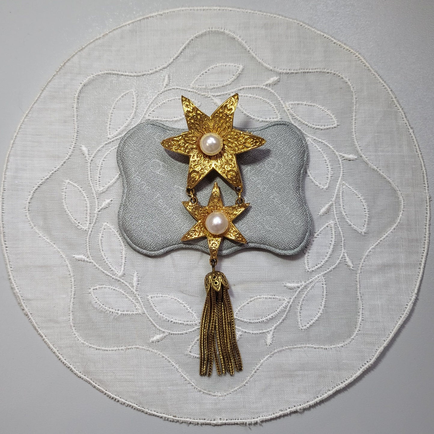 Brooch - Pearl Stars Tassel Drop Brooch