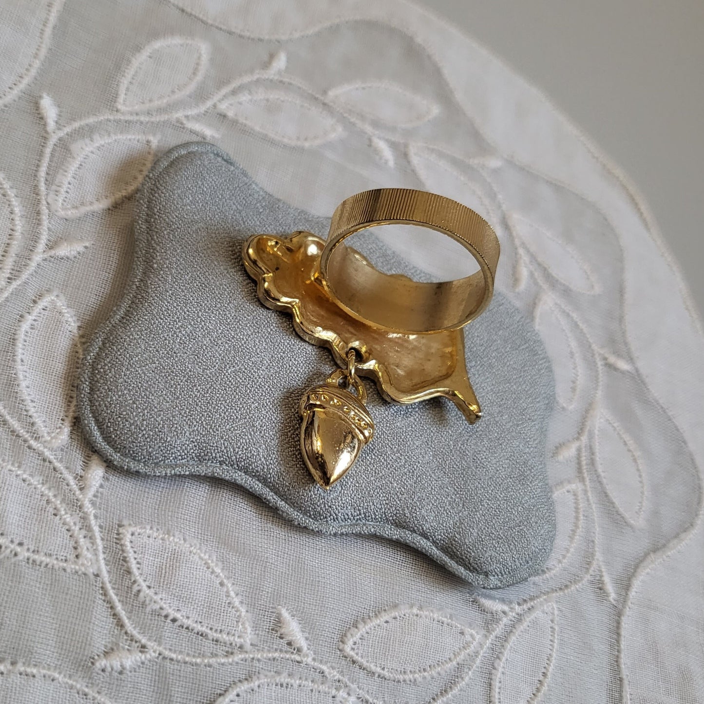 Ring - Gold Leaf and Acorn Drop Ring
