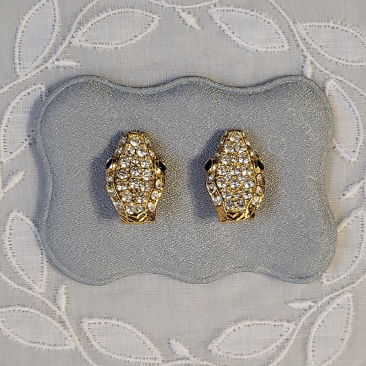 Clip on - Crystal Snake Head Clip on Earrings