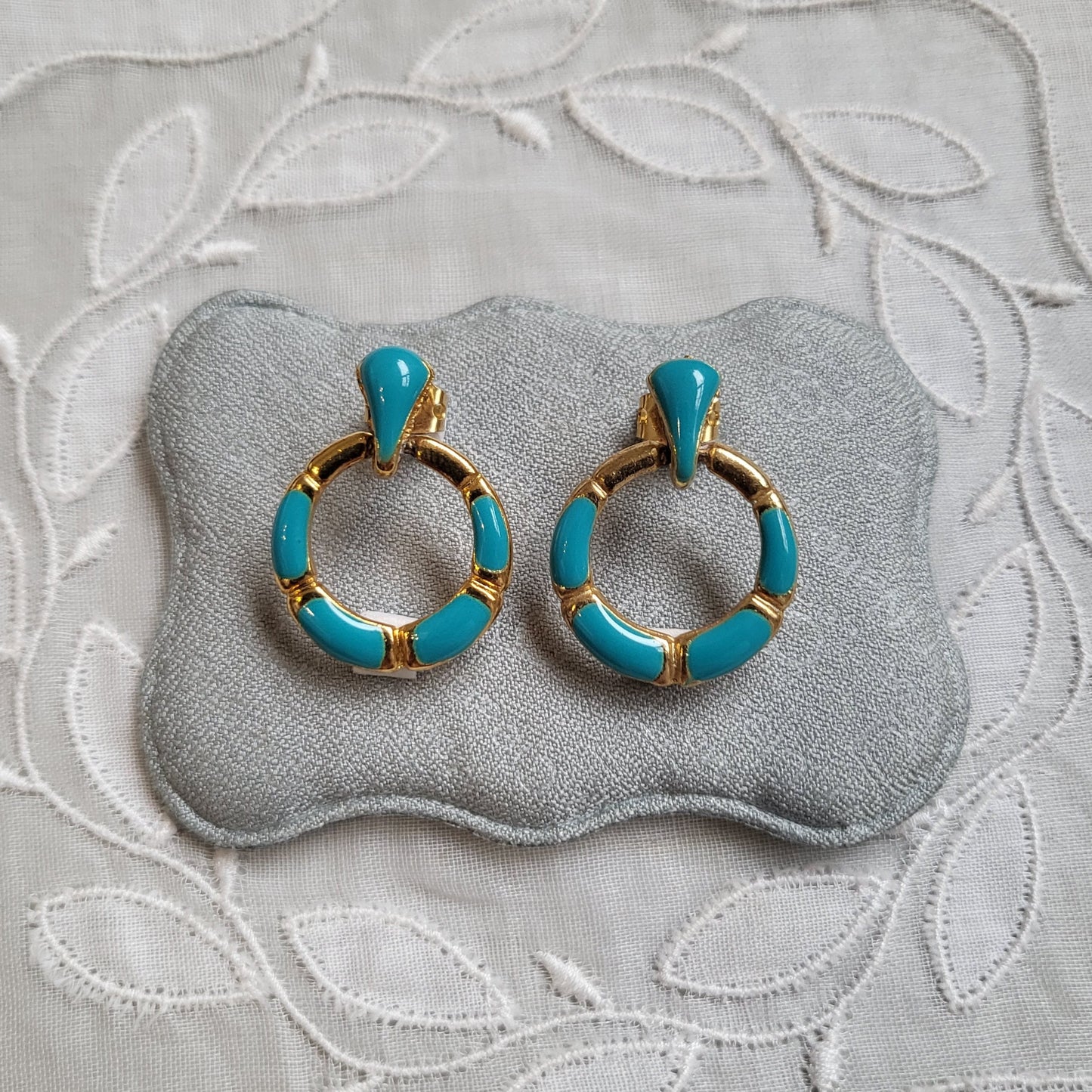Posts - Turquoise Enamel Small Door Knocker Pierced Earrings