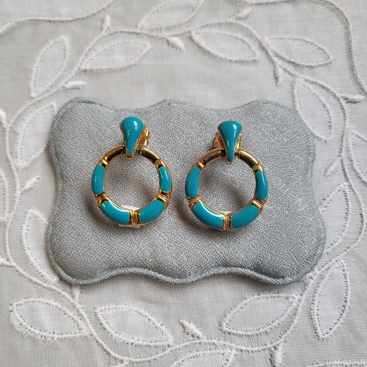 Posts - Turquoise Enamel Small Door Knocker Pierced Earrings