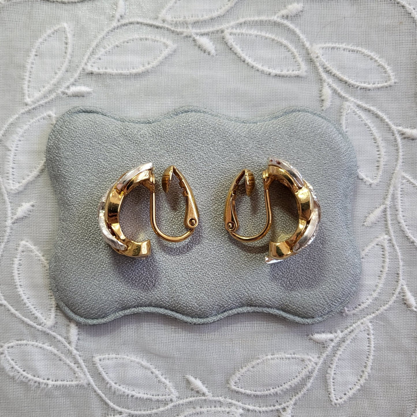 Clip on - Avon Gold and Silver Crystal Plait Clip On Earrings