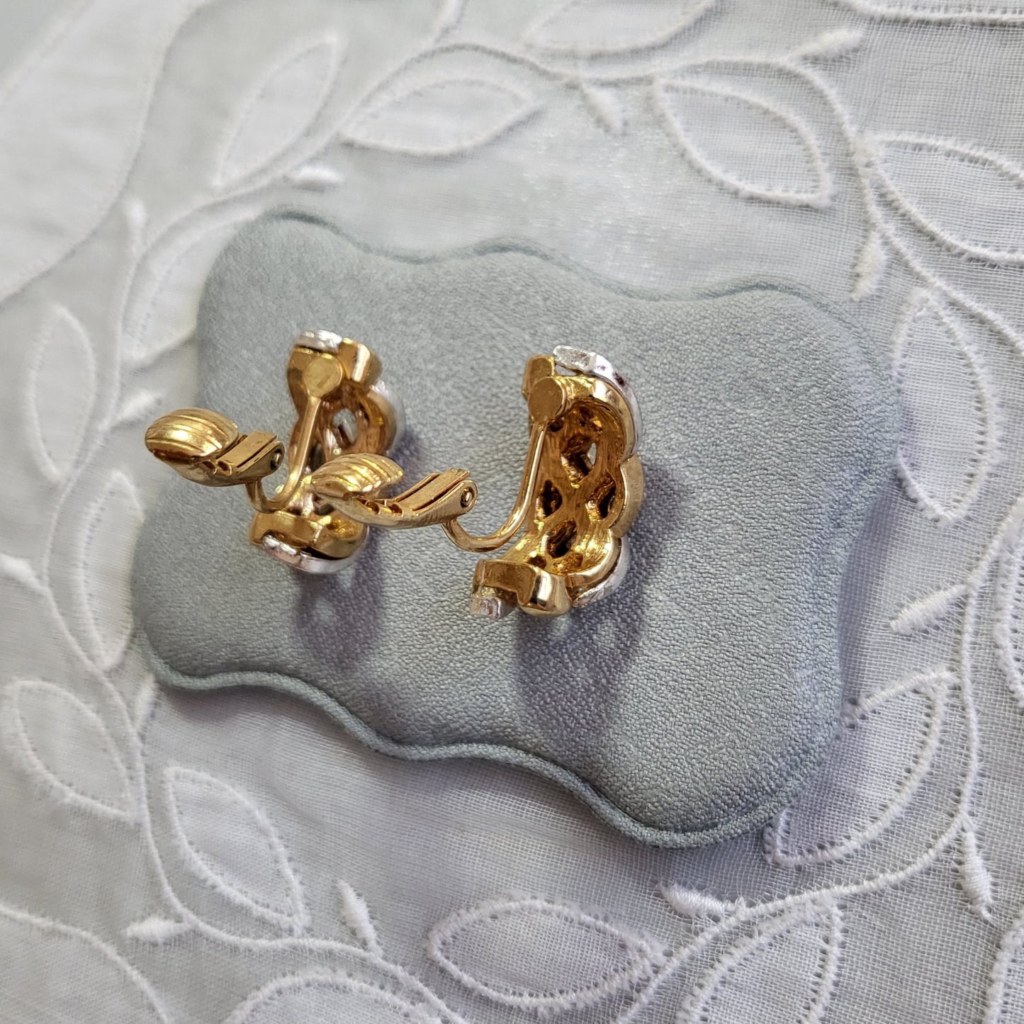 Clip on - Avon Gold and Silver Crystal Plait Clip On Earrings