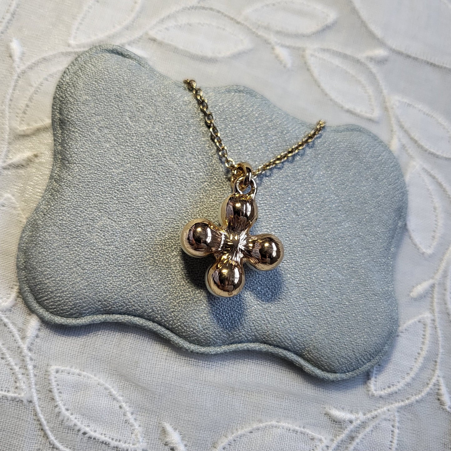 Necklace - Avon SHB Pearl and Purple Crystal Maltese Cross Pendant Necklace