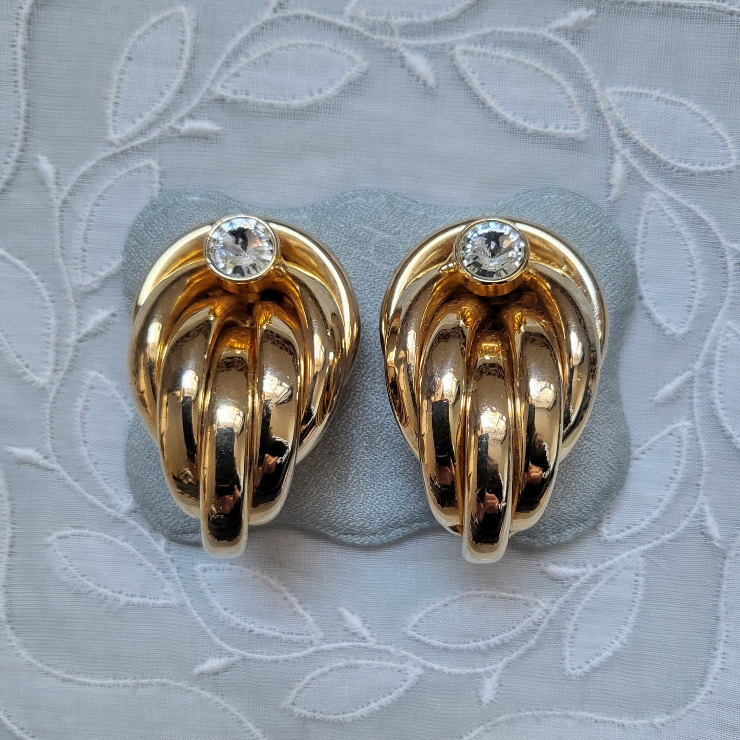 Clip on - Statement Crystal Tube Knot Clip on Earrings