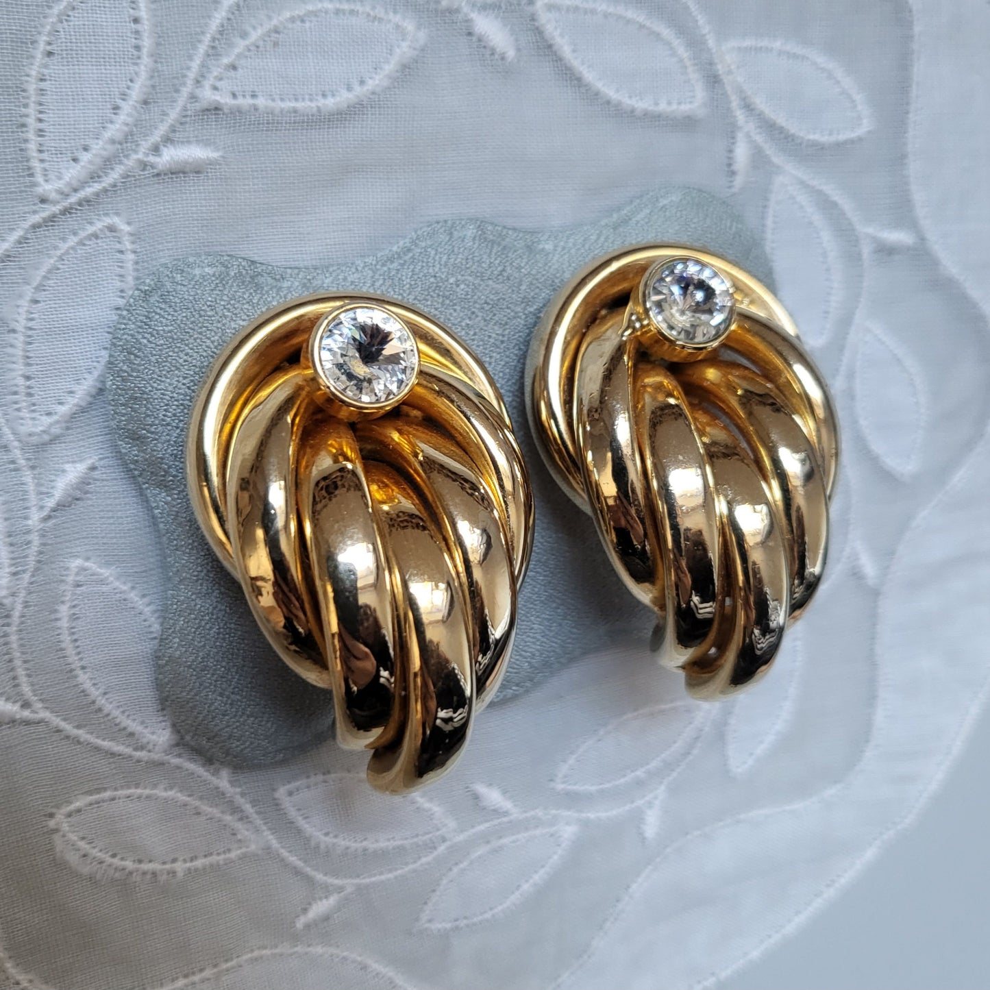 Clip on - Statement Crystal Tube Knot Clip on Earrings