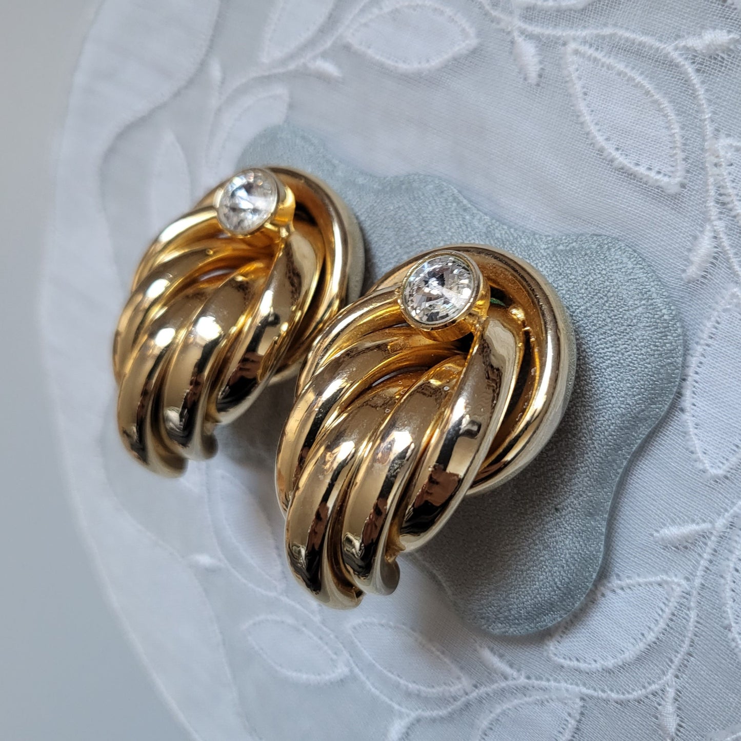 Clip on - Statement Crystal Tube Knot Clip on Earrings