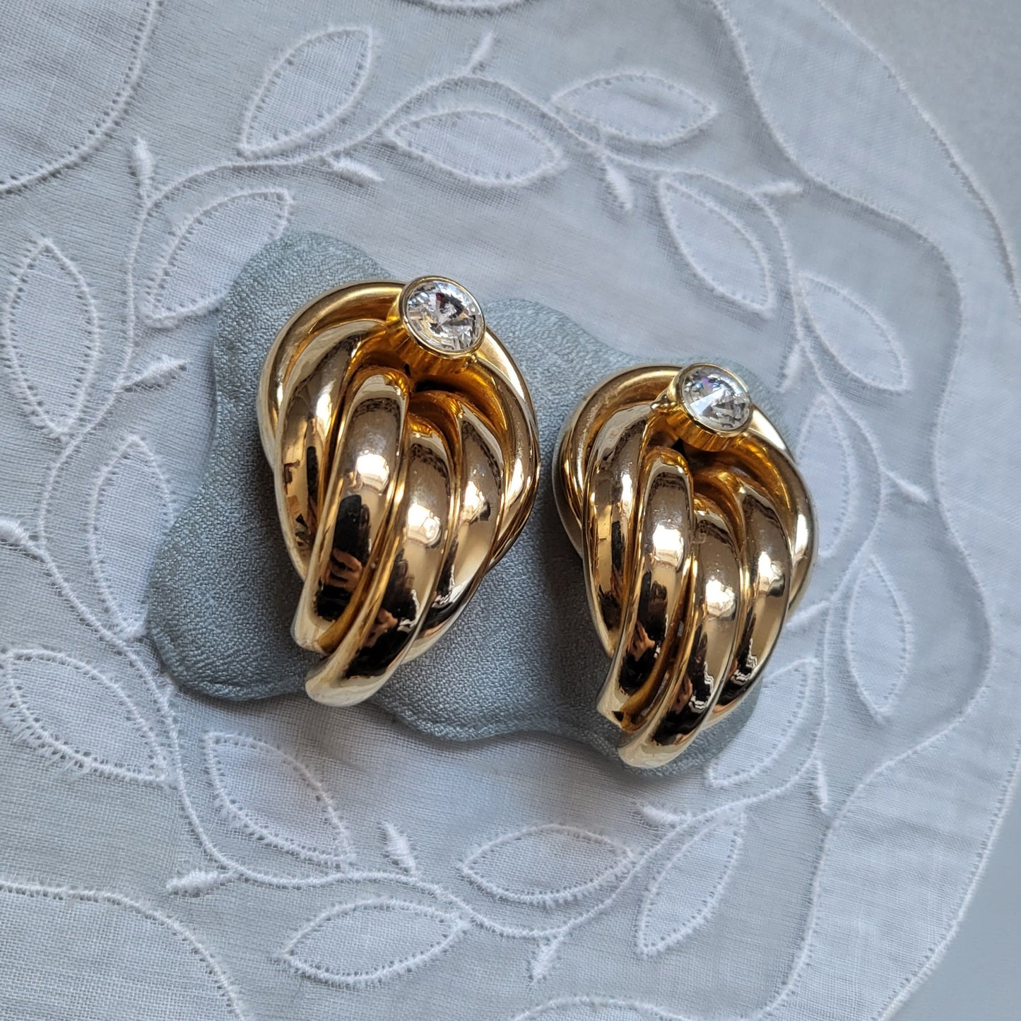 Clip on - Statement Crystal Tube Knot Clip on Earrings