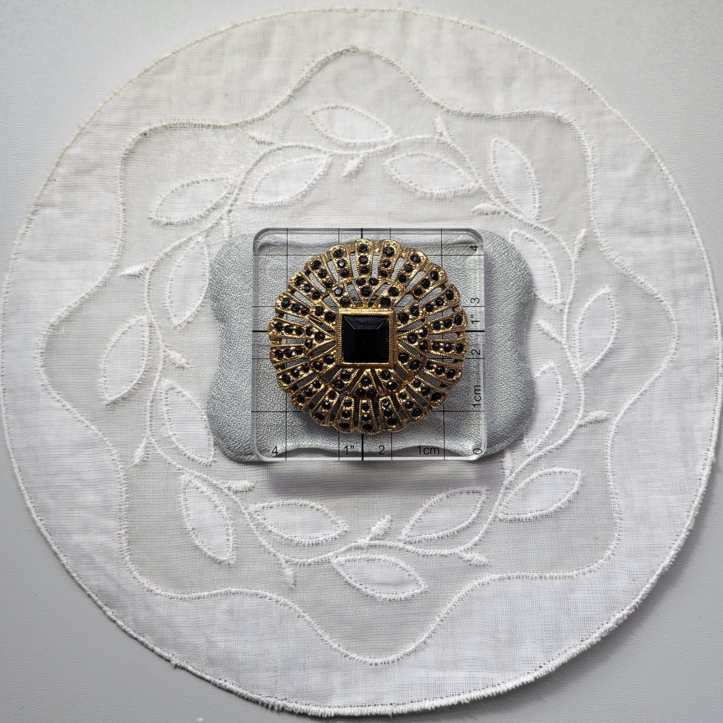 Clip on - Les Bernard Black Crystal Flower Clip On Earrings