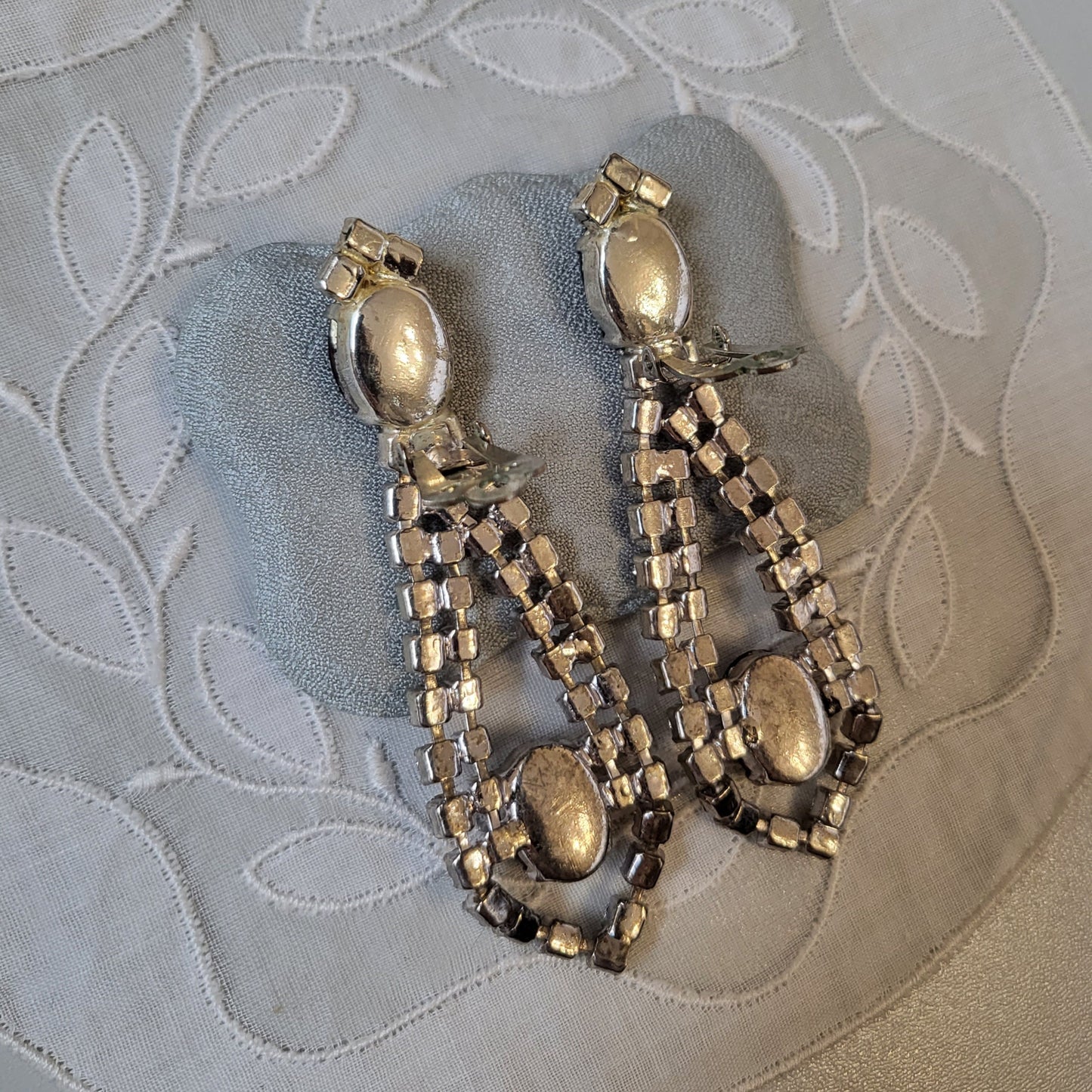 Clip on - Brown Orange and Clear Crystal Clip on Earrings