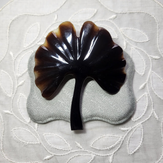 Brooch - Vintage Carved Acrylic Ginko Leaf Brooch