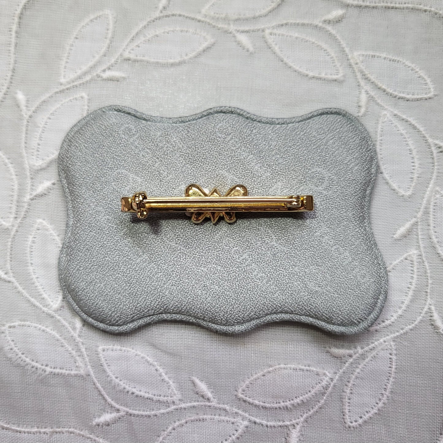 Brooch - Blue and Clear Crystals Butterfly Bar Brooch