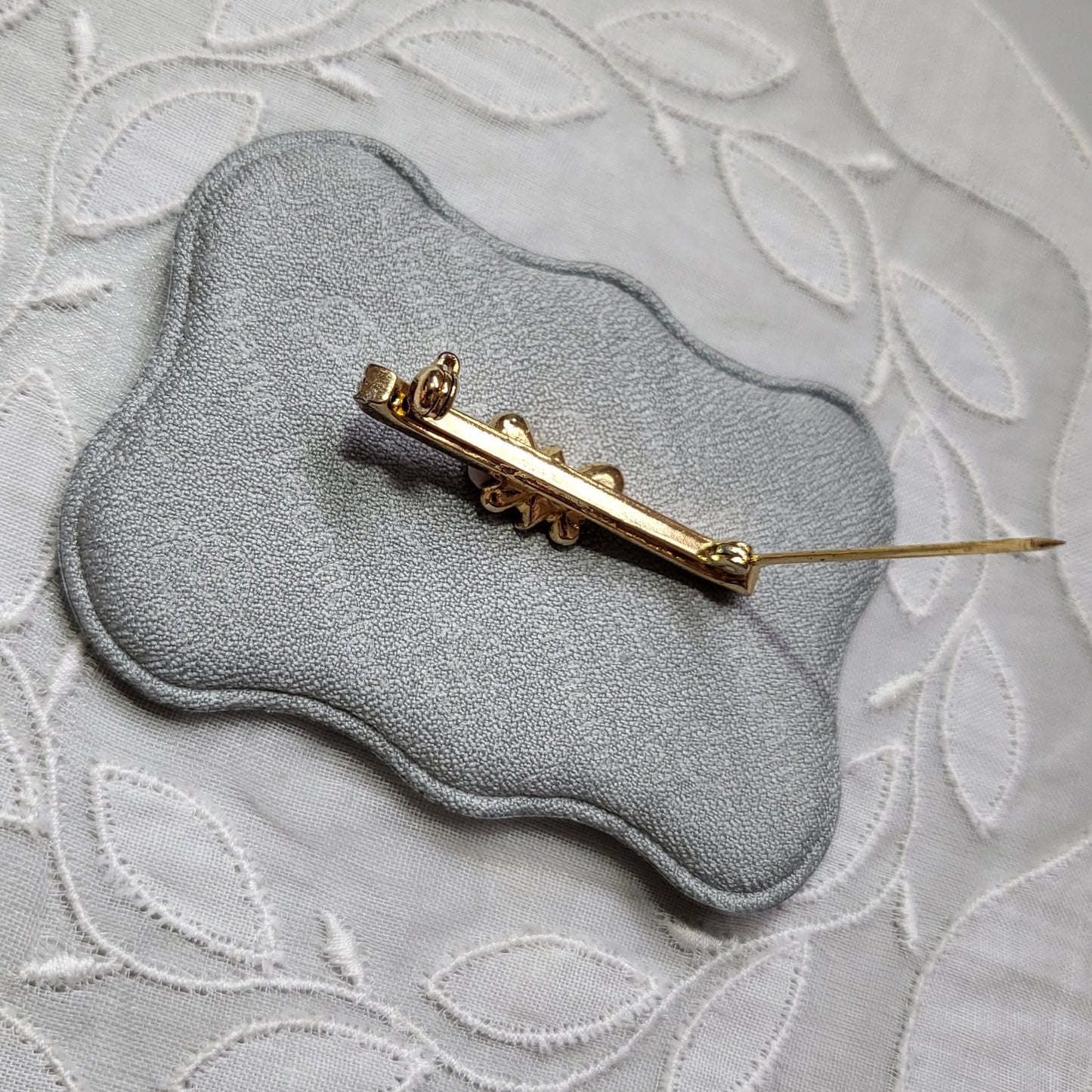 Brooch - Blue and Clear Crystals Butterfly Bar Brooch