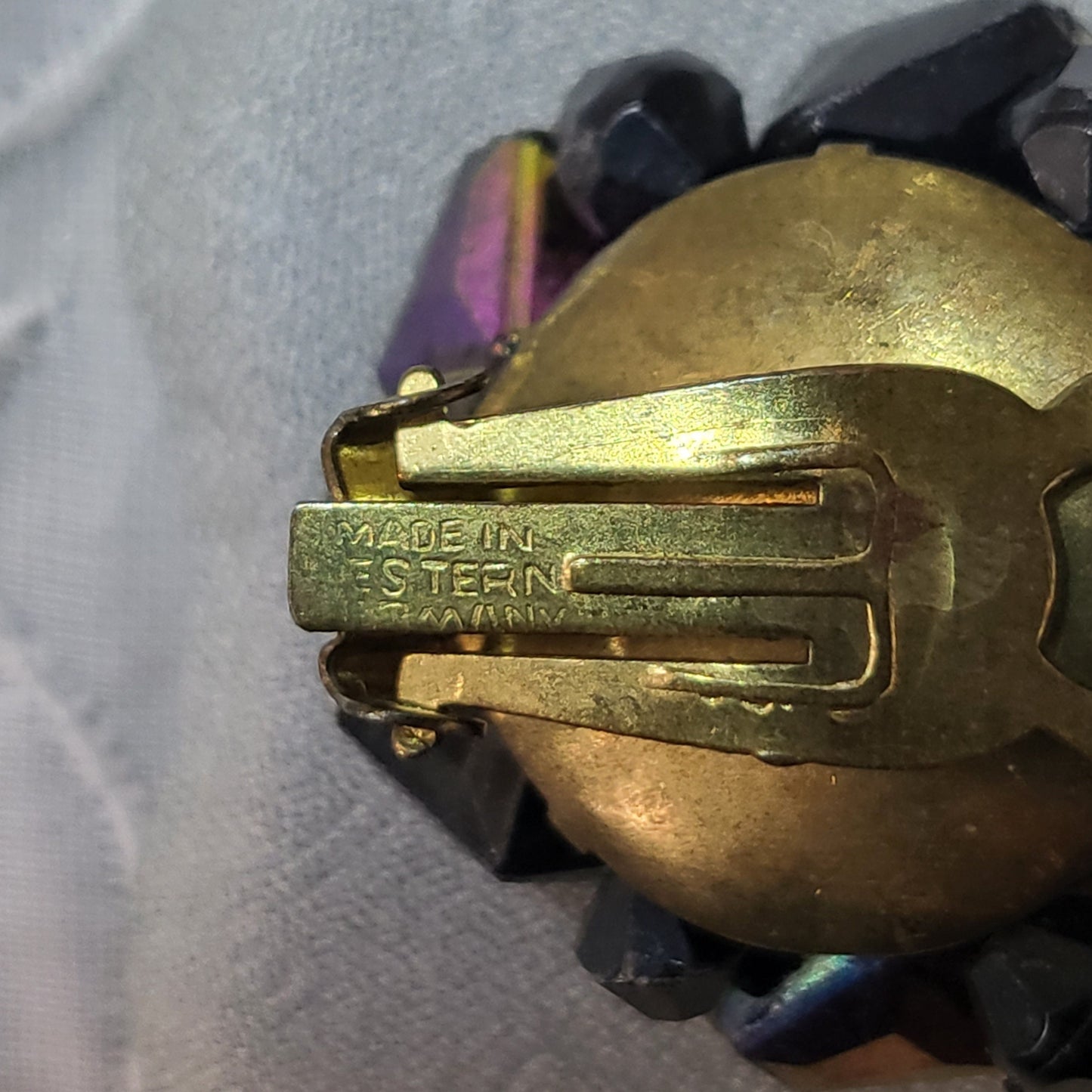 Clip on - Western Germany Black Aurora Borealis Beads Clip On Earrings