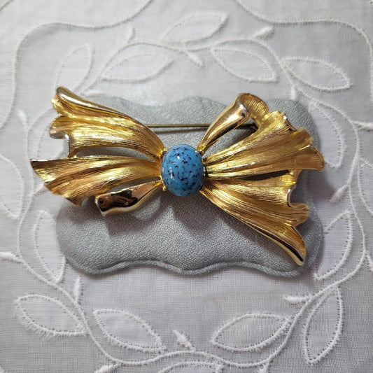 Brooch - Hollywood Turquoise Bow Brooch