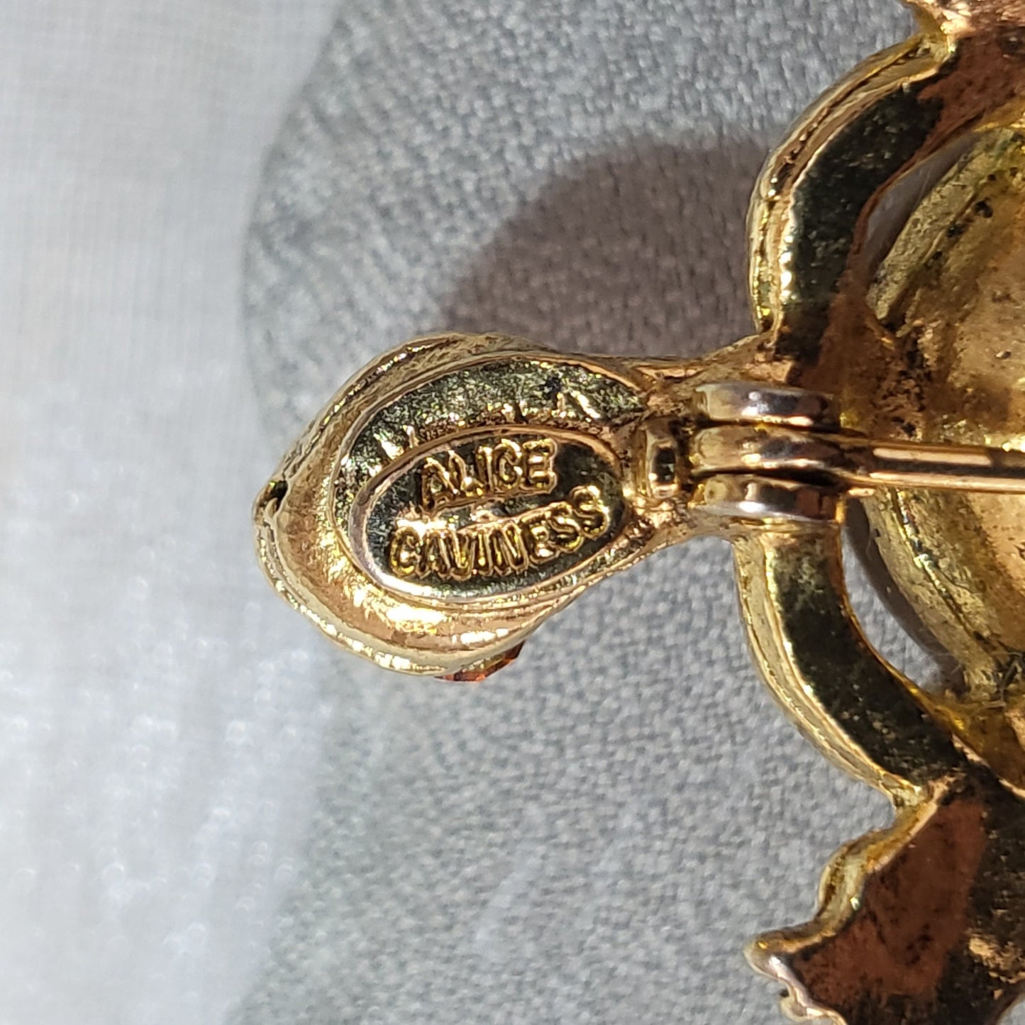 Brooch - Alice Caviness Brown Egyptian Scarab Tortoise Brooch