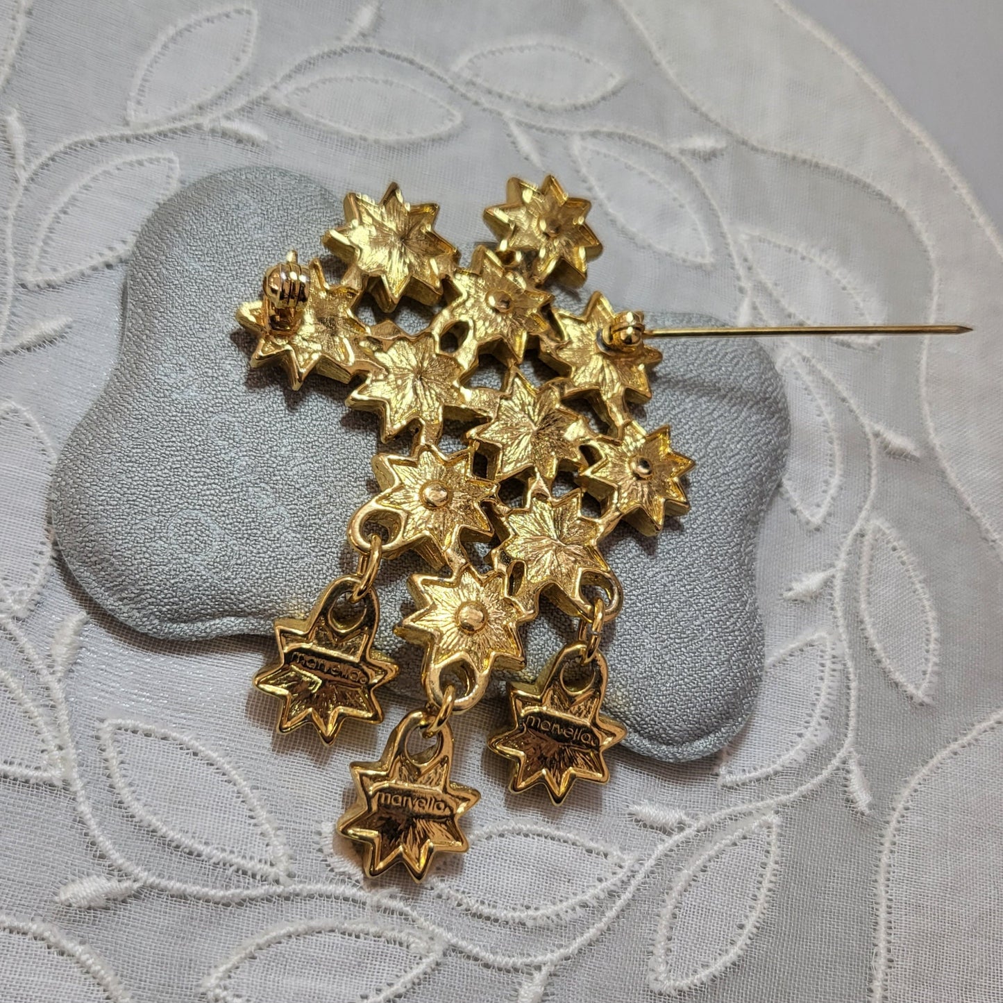 Brooch - Marvella Pearl and Crystal Star Cluster Brooch