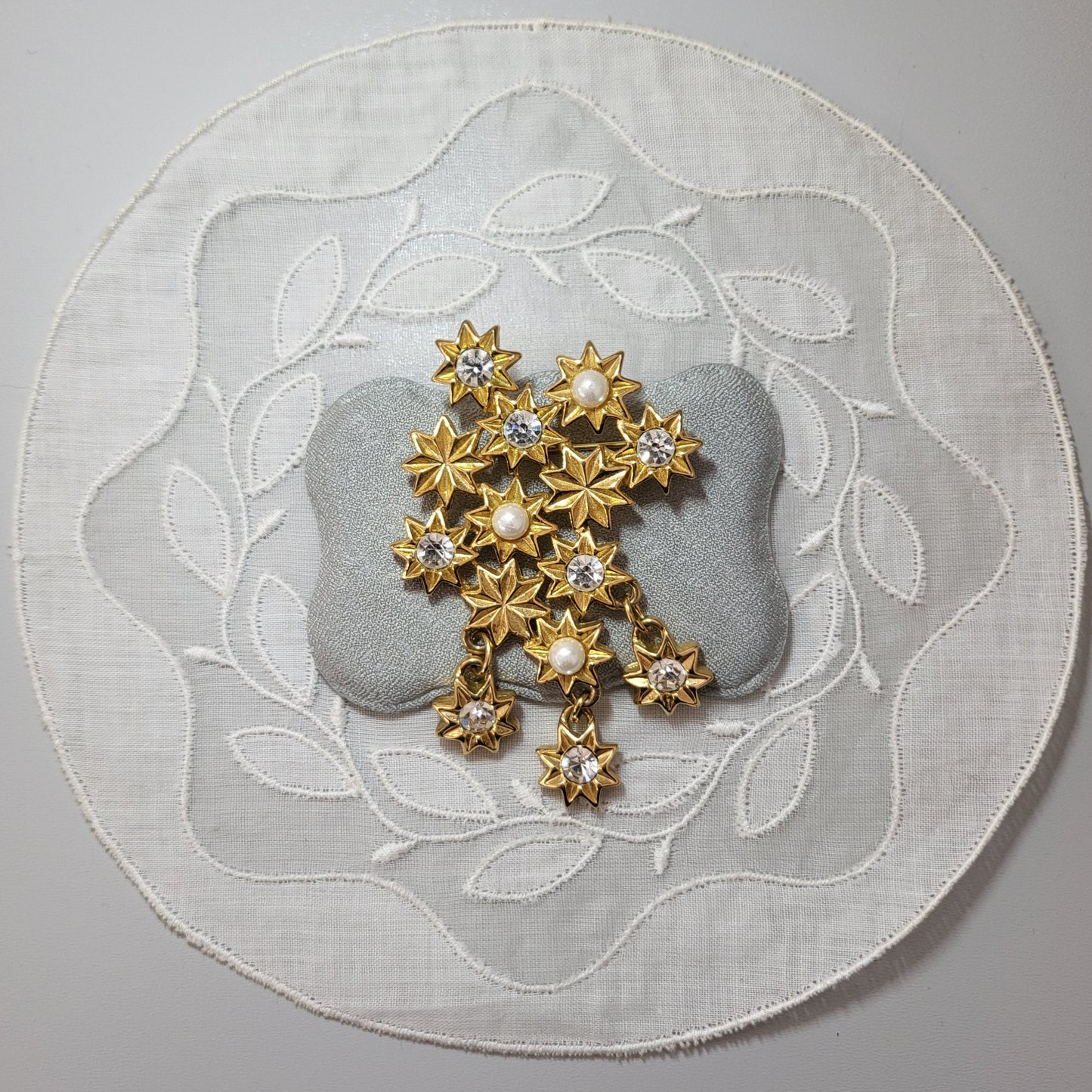 Brooch - Marvella Pearl and Crystal Star Cluster Brooch