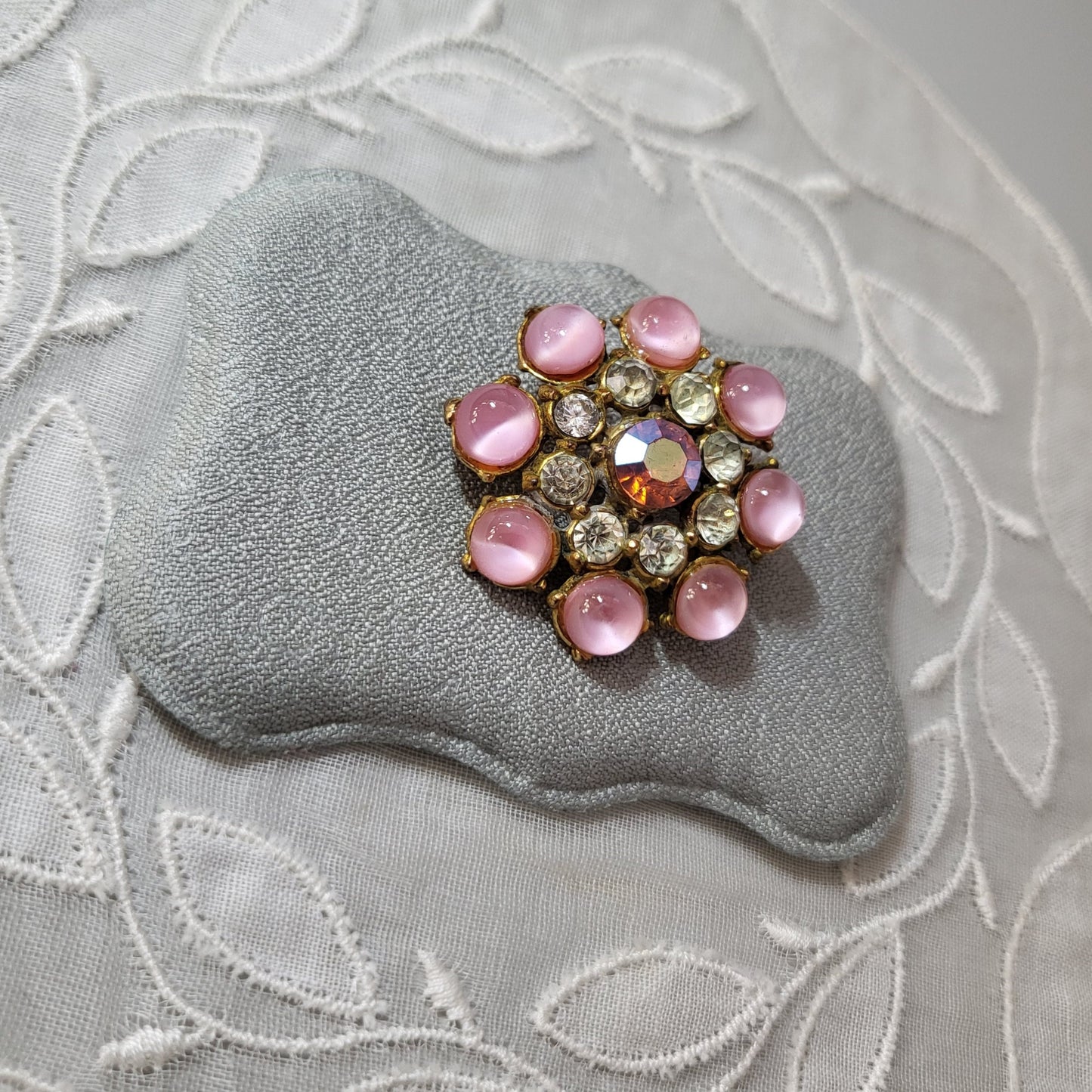 Brooch - Hollywood Pink Aurora Borealis Crystals Brooch