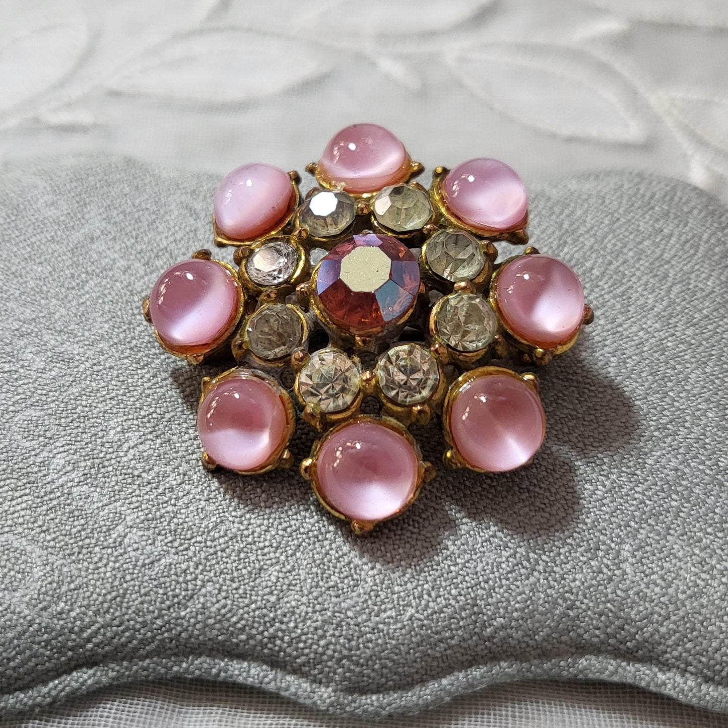 Brooch - Hollywood Pink Aurora Borealis Crystals Brooch
