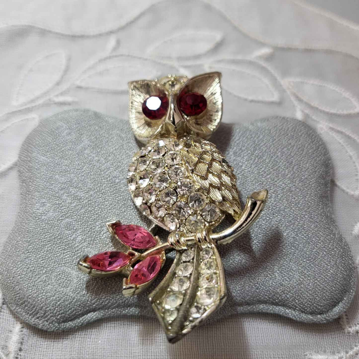 Brooch - Lisner Crystal Owl Brooch