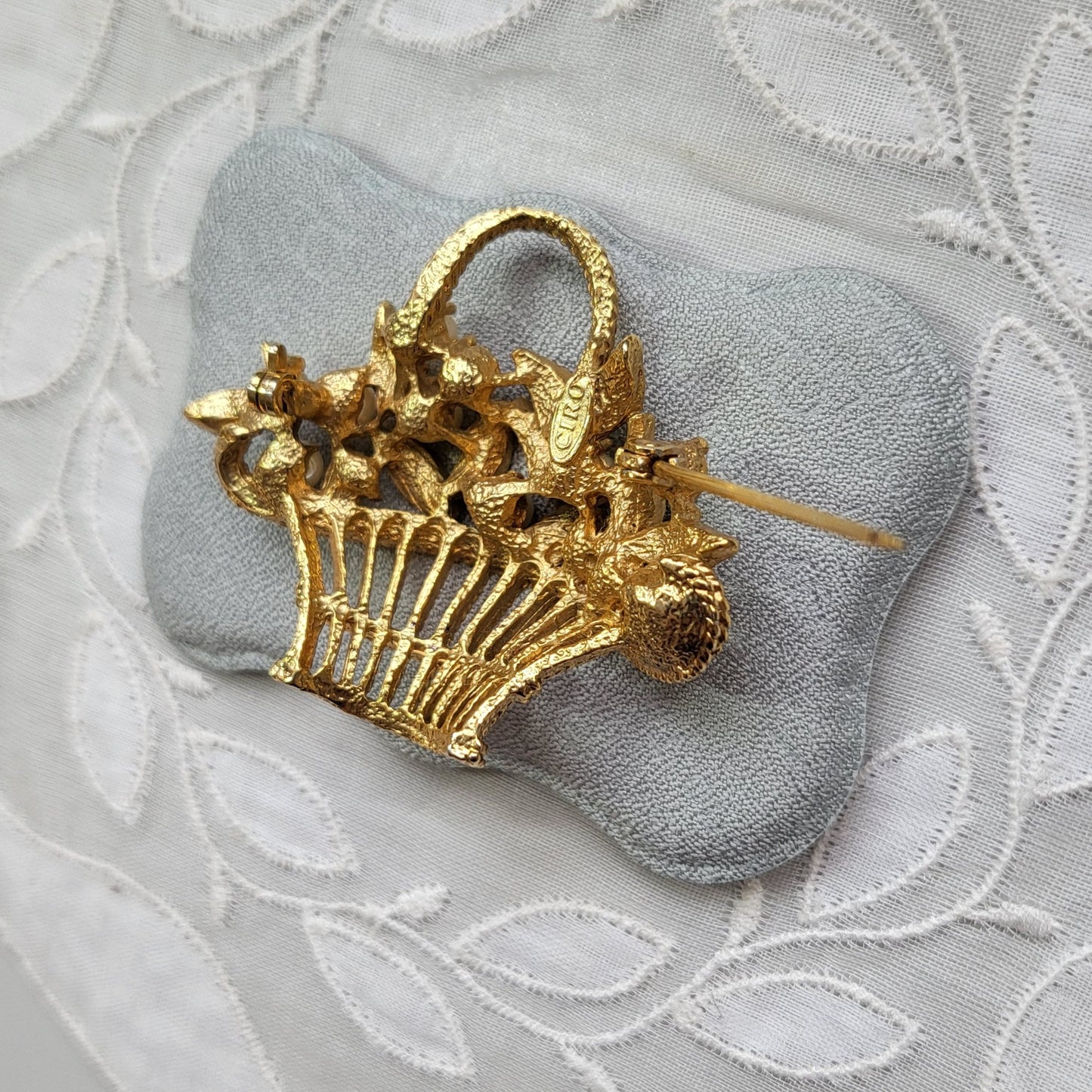 Brooch - Ciro Multicoloured Crystals and Pearls Flower Basket Brooch