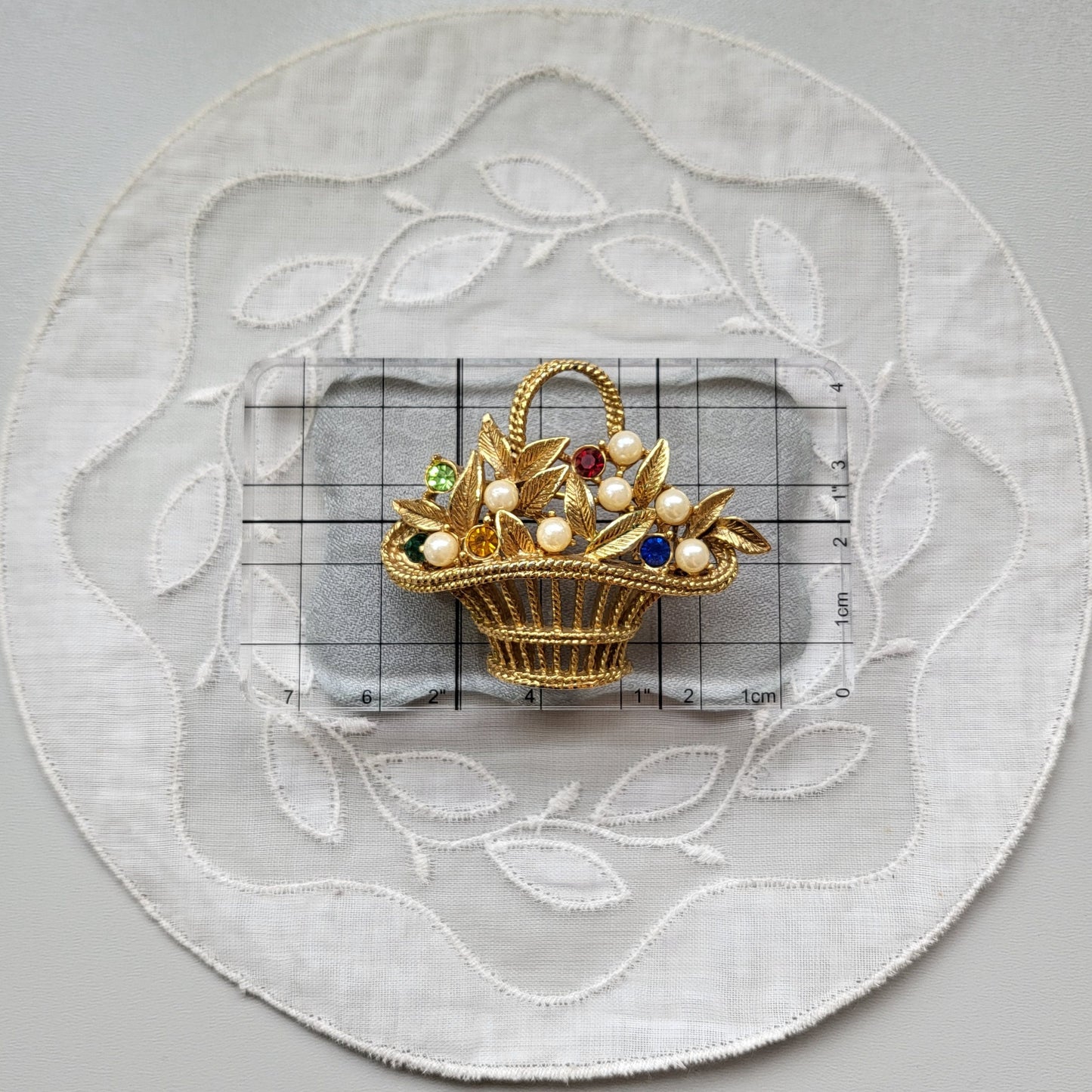 Brooch - Ciro Multicoloured Crystals and Pearls Flower Basket Brooch