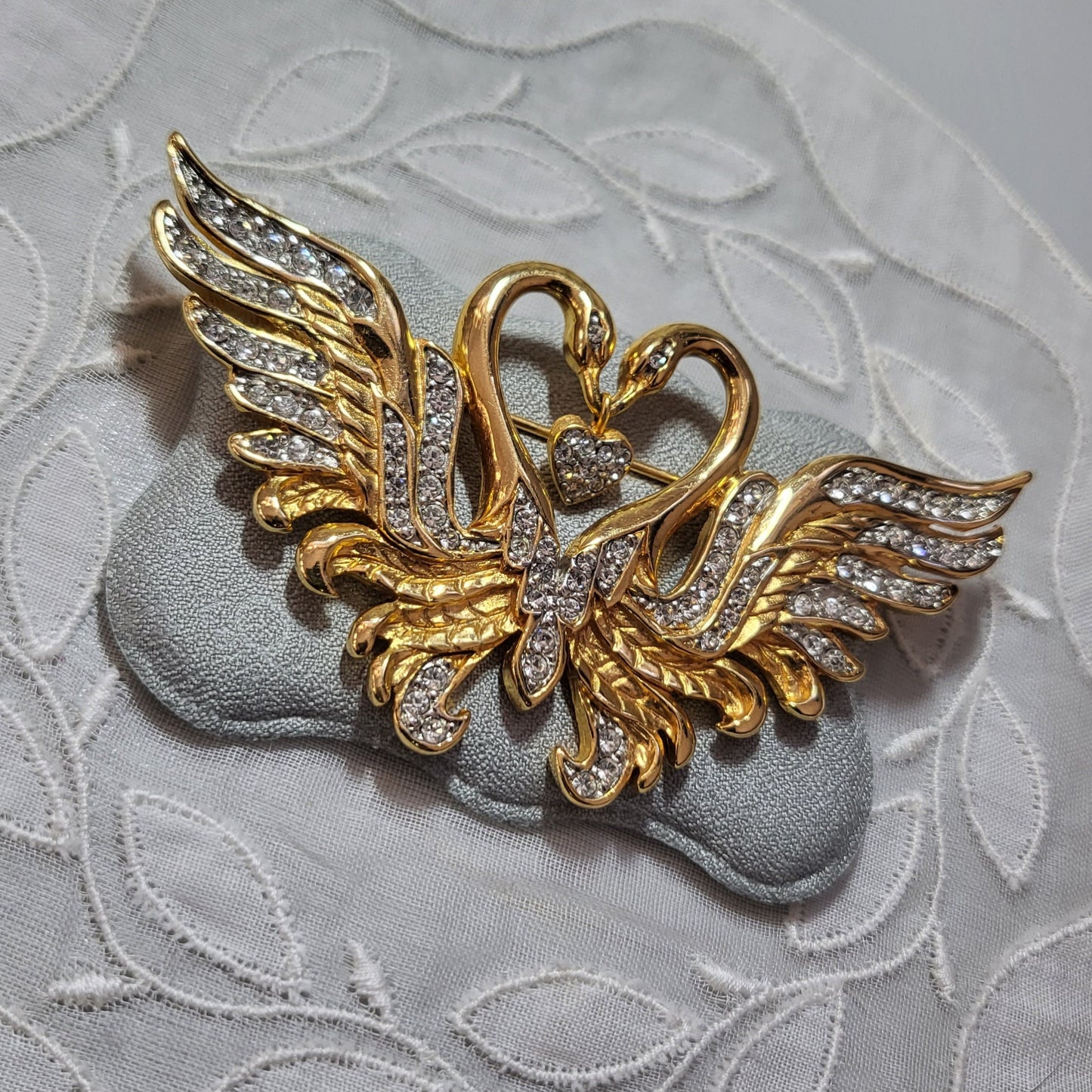 Brooch - Nolan Miller Swans Heart Brooch