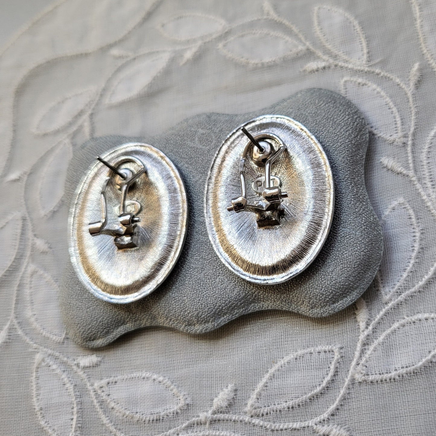 Posts - PCI Silver Meander Oval Stud Earrings