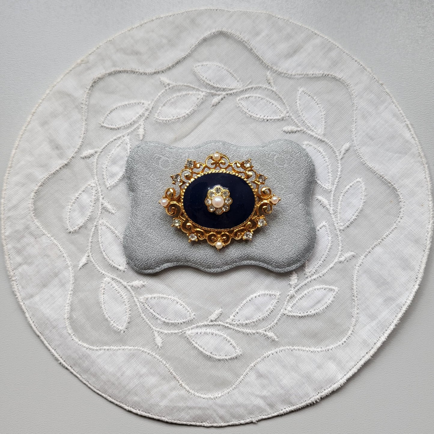 Brooch - Victorian Style Blue Enamel Brooch