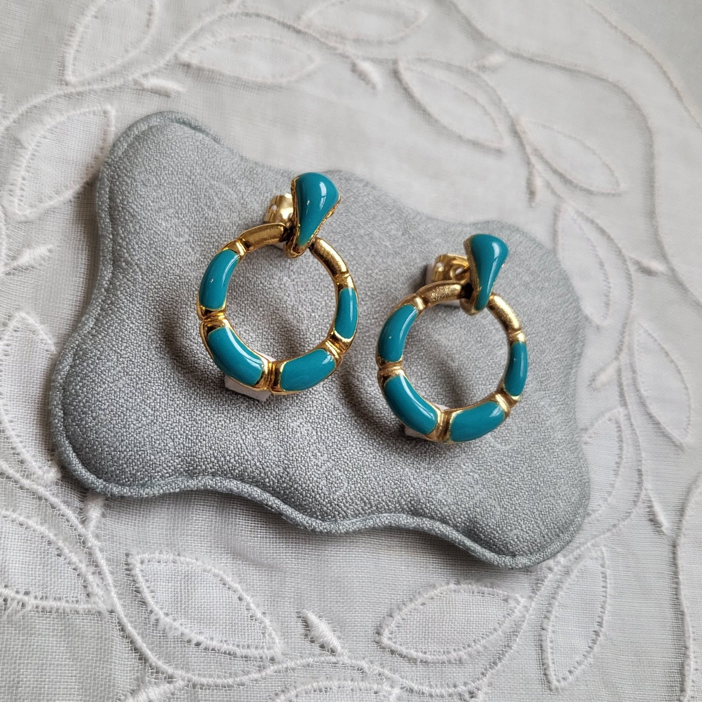 Posts - Turquoise Enamel Small Door Knocker Pierced Earrings