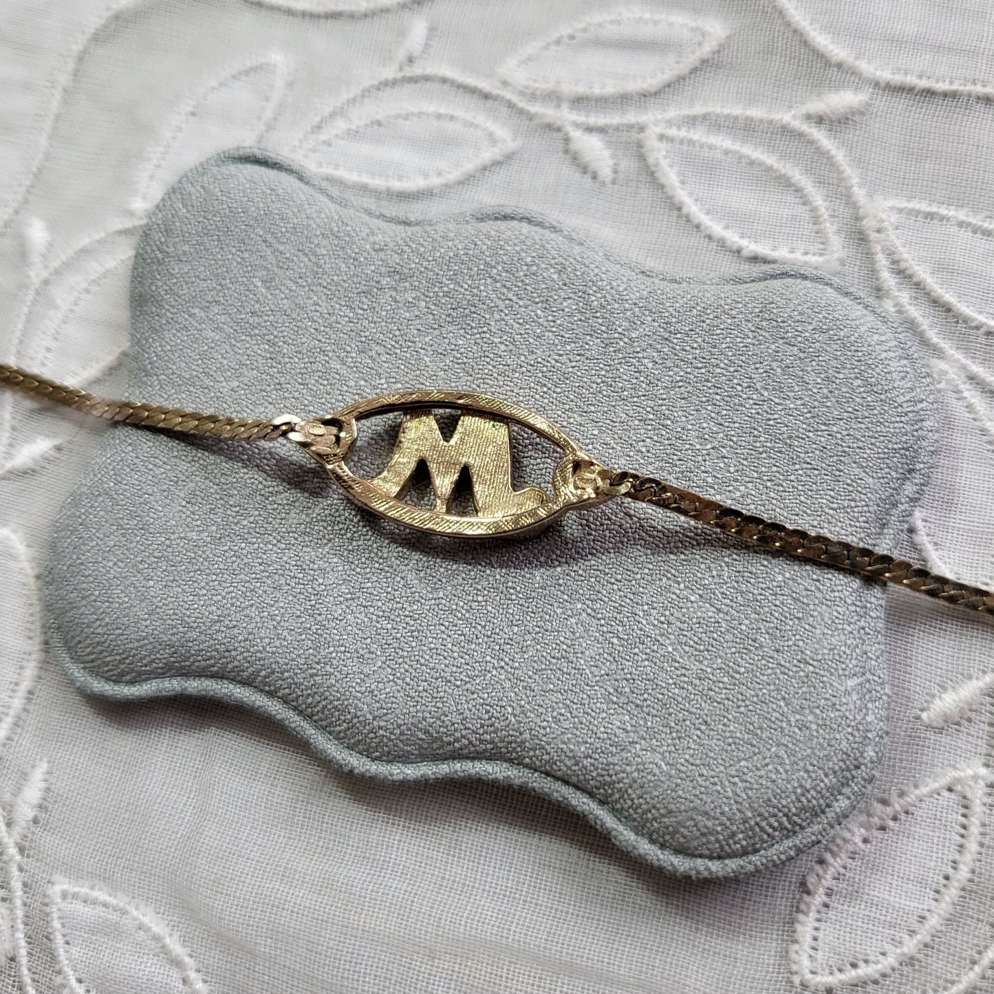 Bracelet - Avon Crystal Initial M Gold Chain Bracelet
