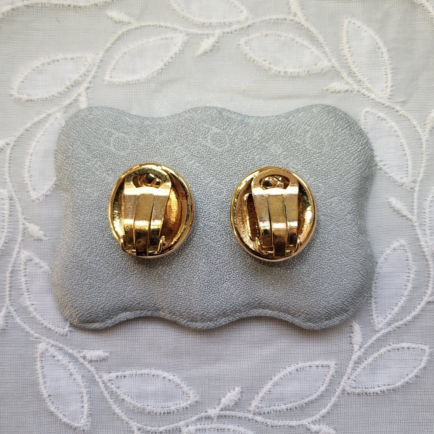 Clip on - Vogue Bijoux Oval Blue and Clear Crystal Clip on Earrings