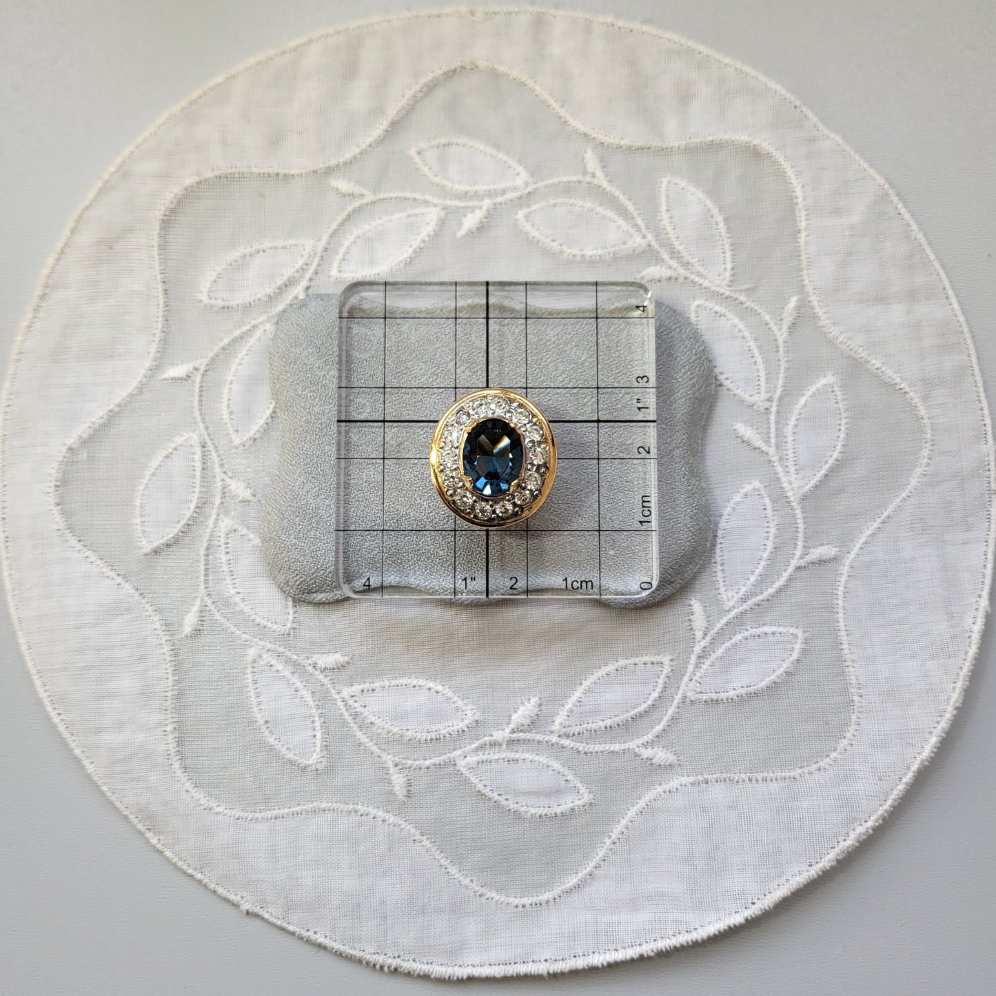 Clip on - Vogue Bijoux Oval Blue and Clear Crystal Clip on Earrings